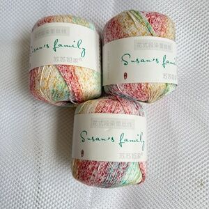 Susan's Family Cotton Thread Space Dyed 50 ea Yellow Pink Blue Lot of 3 NEW